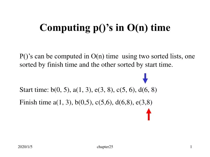 computing p s in o n time