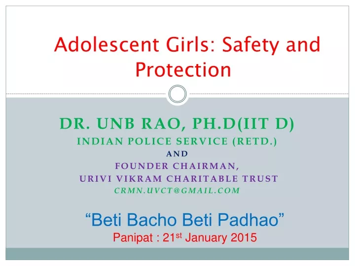 adolescent girls safety and protection