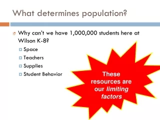 What determines population?