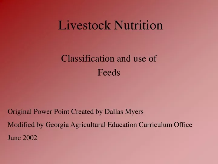 livestock nutrition