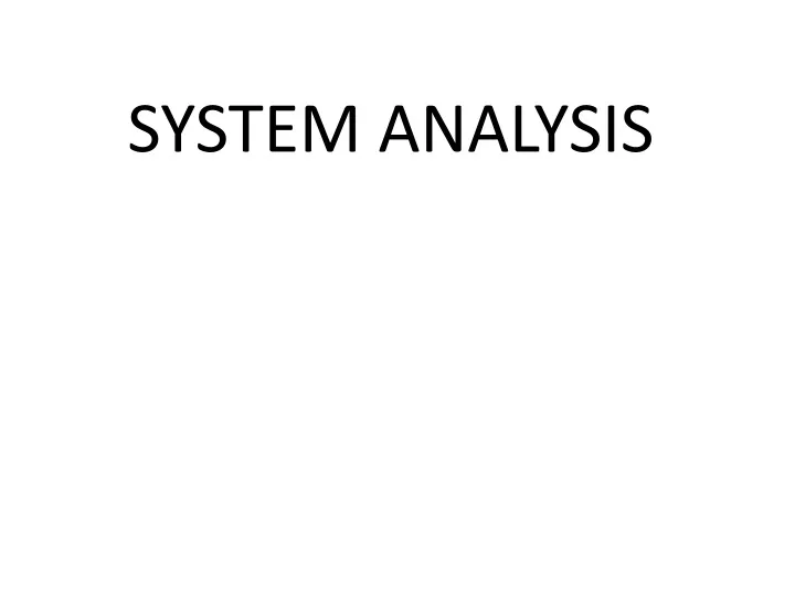 system analysis