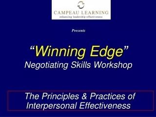 “ Winning Edge ”              Negotiating Skills Workshop