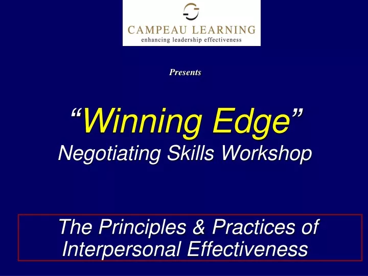 winning edge negotiating skills workshop