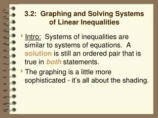 3.2:  Graphing and Solving Systems  of Linear Inequalities