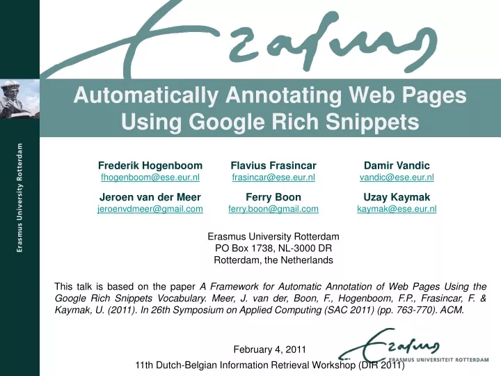 automatically annotating web pages using google rich snippets