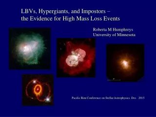 LBVs, Hypergiants, and Impostors –            the Evidence for High Mass Loss Events
