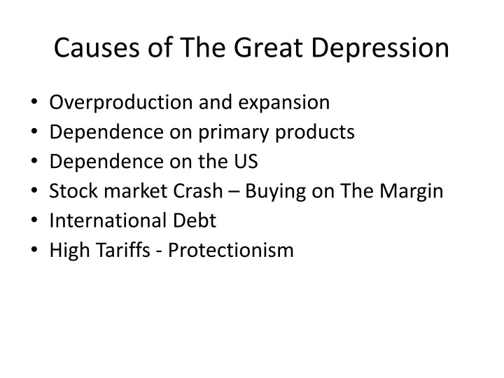 causes of the great depression