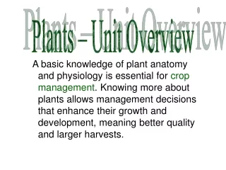 Plants – Unit Overview