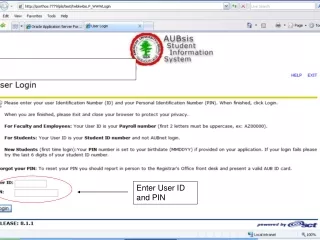 Enter User ID and PIN