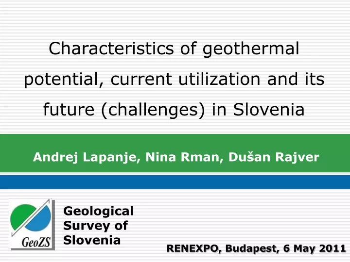 geologicalsurvey of sloveni a