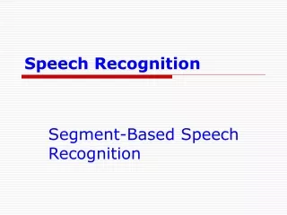 Speech Recognition