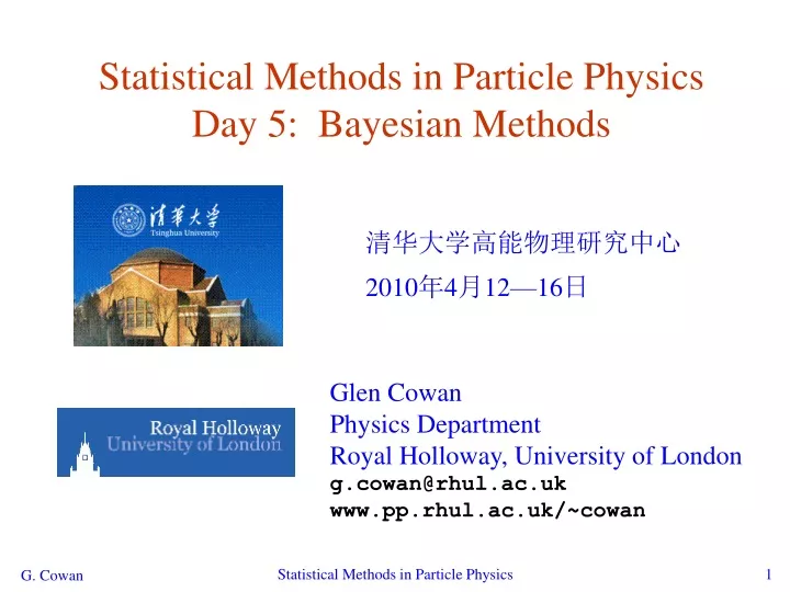 statistical methods in particle physics day 5 bayesian methods