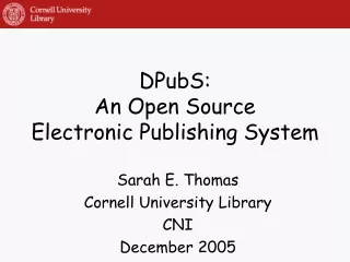 DPubS: An Open Source  Electronic Publishing System