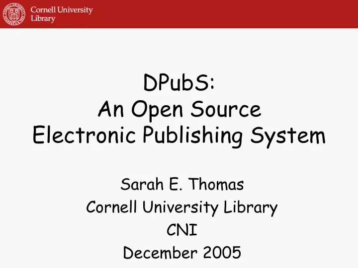 dpubs an open source electronic publishing system