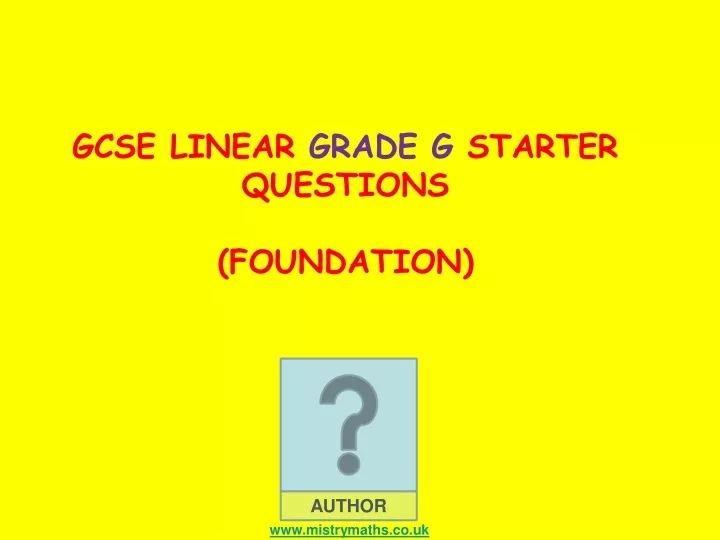gcse linear grade g starter questions foundation