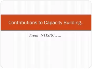 Contributions to Capacity Building..