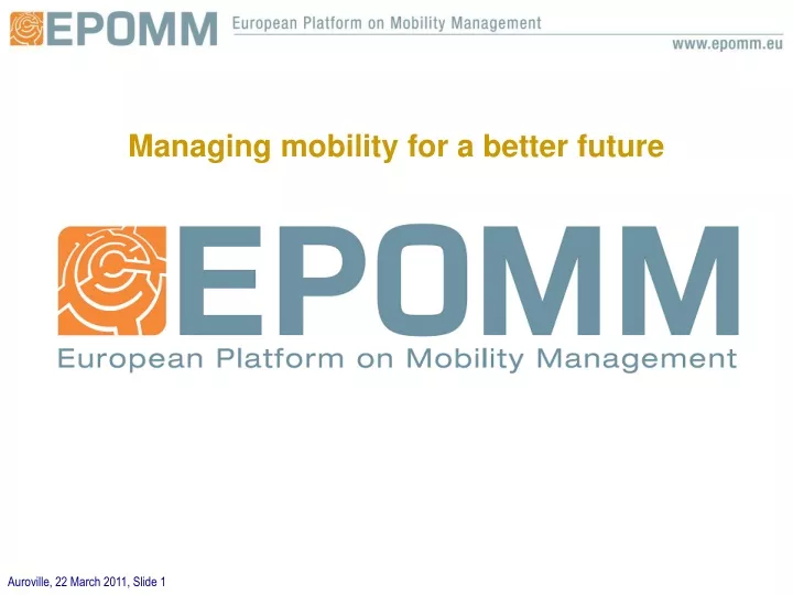 managing mobility for a better future