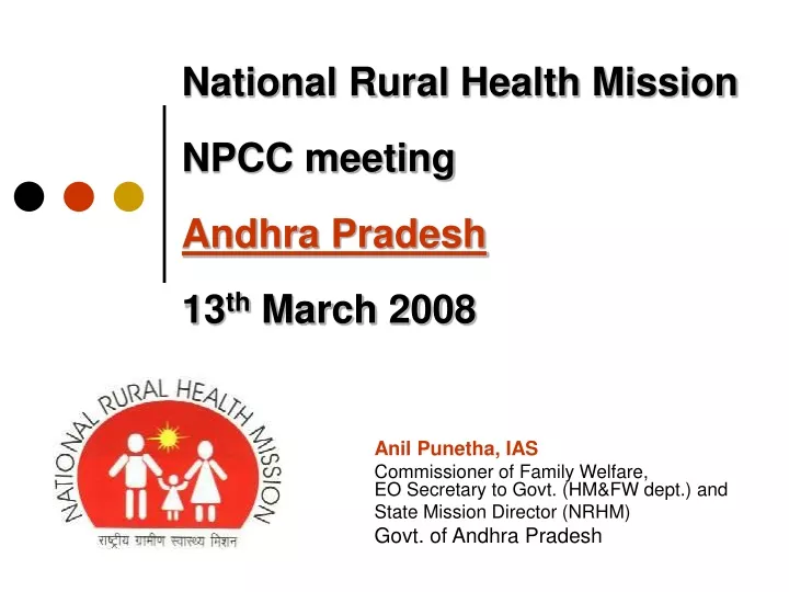 national rural health mission npcc meeting andhra pradesh 13 th march 2008