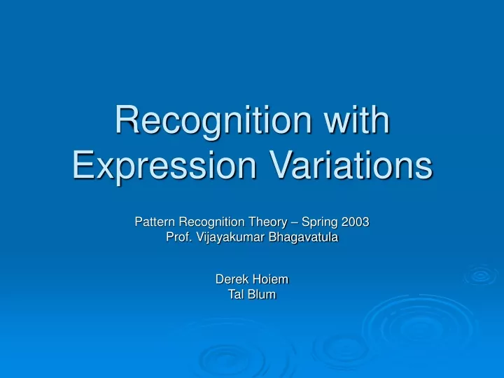 recognition with expression variations