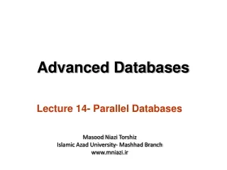 Lecture 14- Parallel Databases