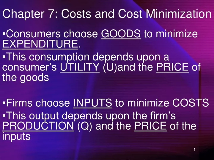 chapter 7 costs and cost minimization