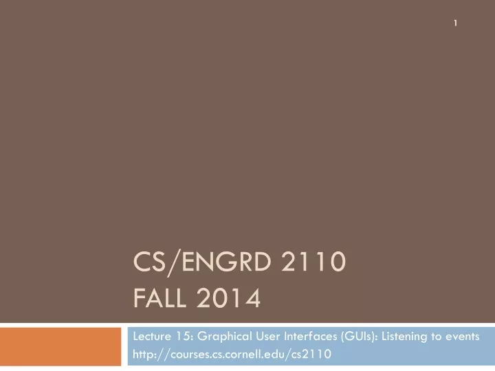 cs engrd 2110 fall 2014