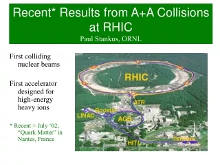 Recent* Results from A+A Collisions at RHIC Paul Stankus, ORNL