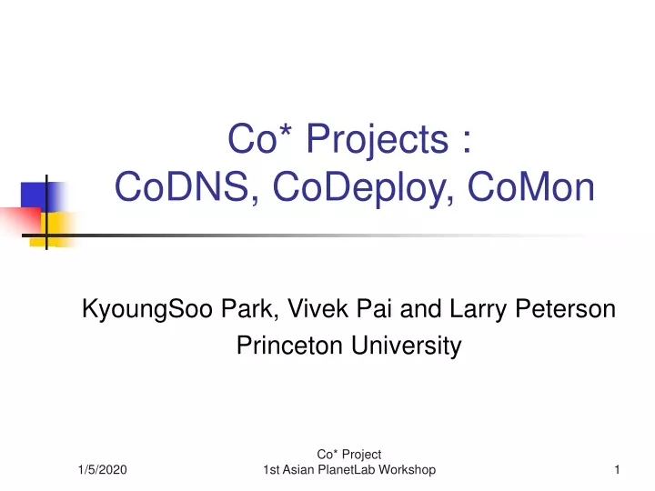co projects codns codeploy comon