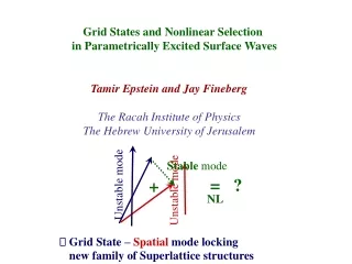 Grid States and Nonlinear Selection  in Parametrically Excited Surface Waves