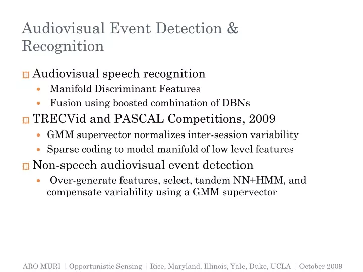 audiovisual event detection recognition