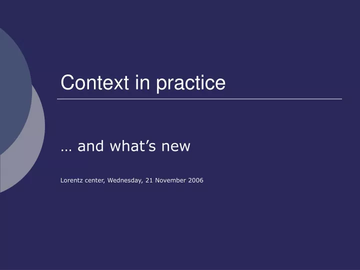 context in practice