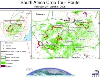 South Africa Crop Tour Route  (February 27- March 6, 2006)