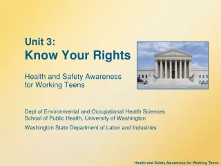 Unit 3:  Know Your Rights Health and Safety Awareness  for Working Teens