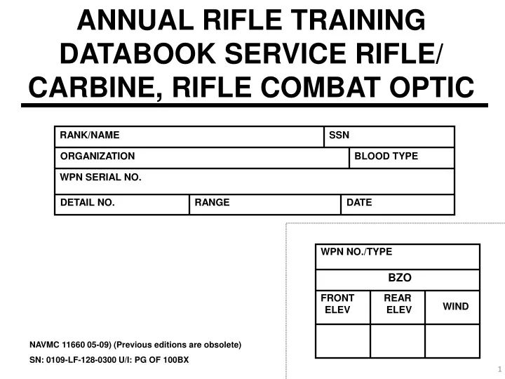 annual rifle training databook service rifle