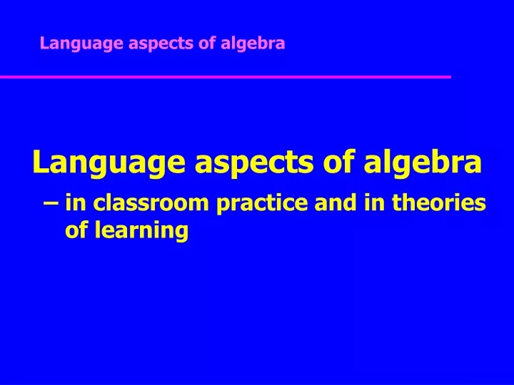 language aspects of algebra