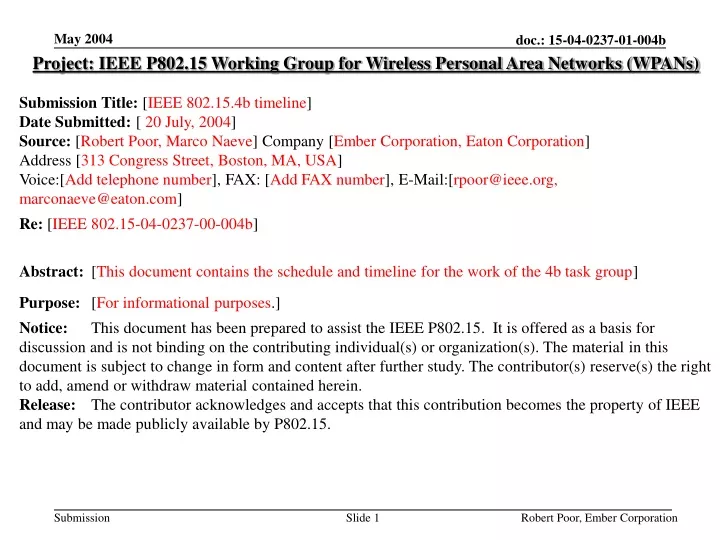 project ieee p802 15 working group for wireless