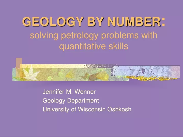 geology by number solving petrology problems with quantitative skills
