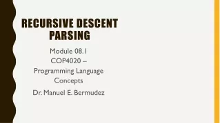 Recursive Descent Parsing