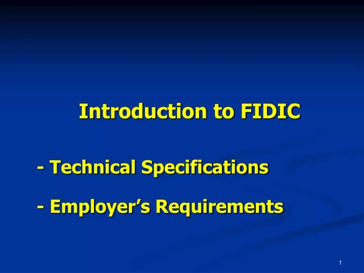 introduction to fidic technical specifications