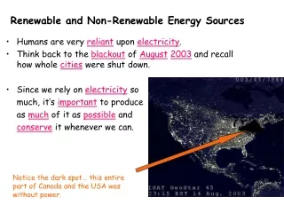 Renewable and Non-Renewable Energy Sources