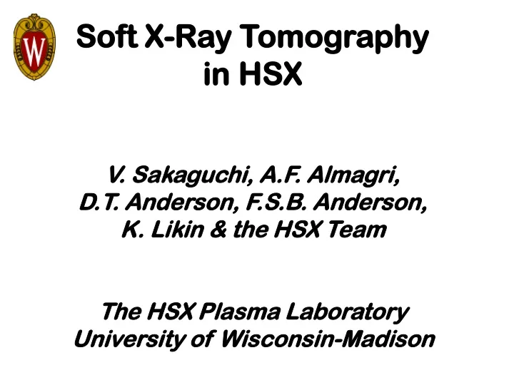 soft x ray tomography in hsx v sakaguchi