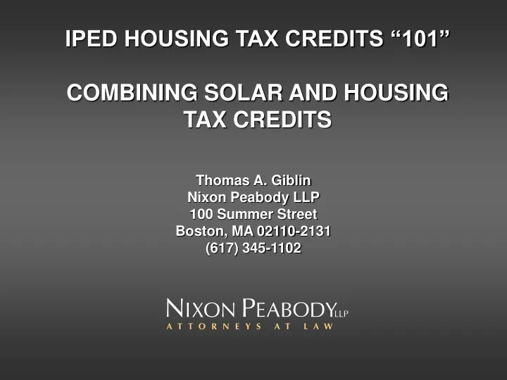 iped housing tax credits 101 combining solar and housing tax credits