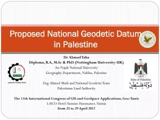 Proposed National Geodetic Datum in Palestine