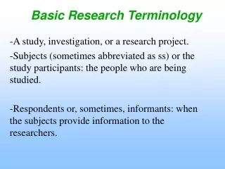Basic Research Terminology