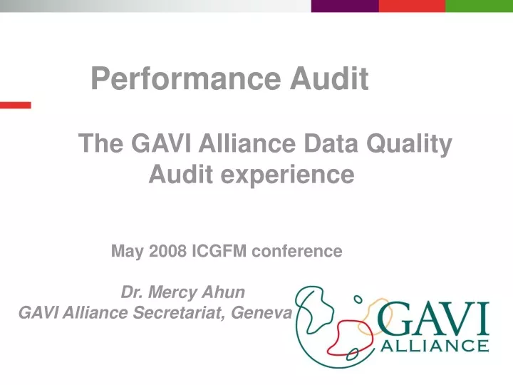 performance audit the gavi alliance data quality