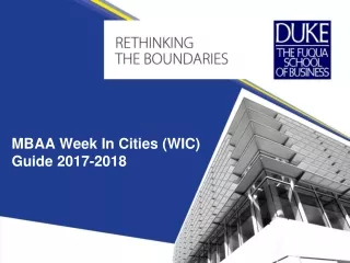 MBAA Week In Cities (WIC) Guide  2017-2018