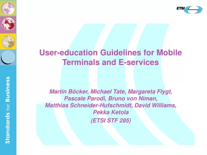 user education guidelines for mobile terminals and e services