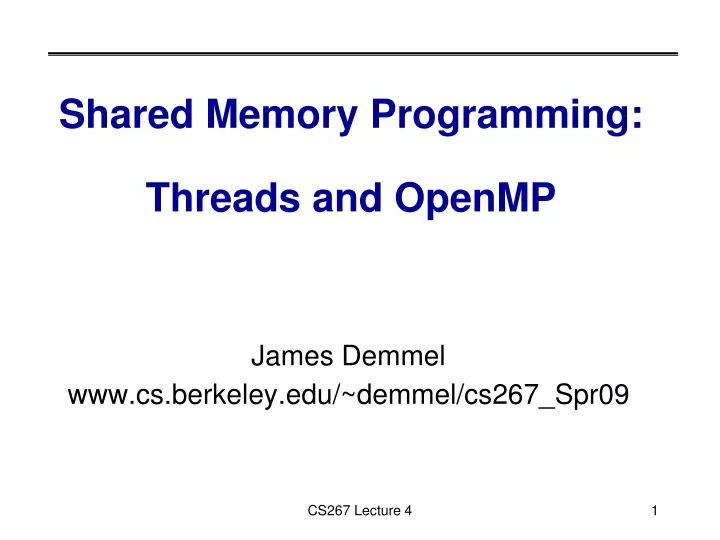 shared memory programming threads and openmp