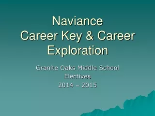Naviance Career Key &amp; Career Exploration