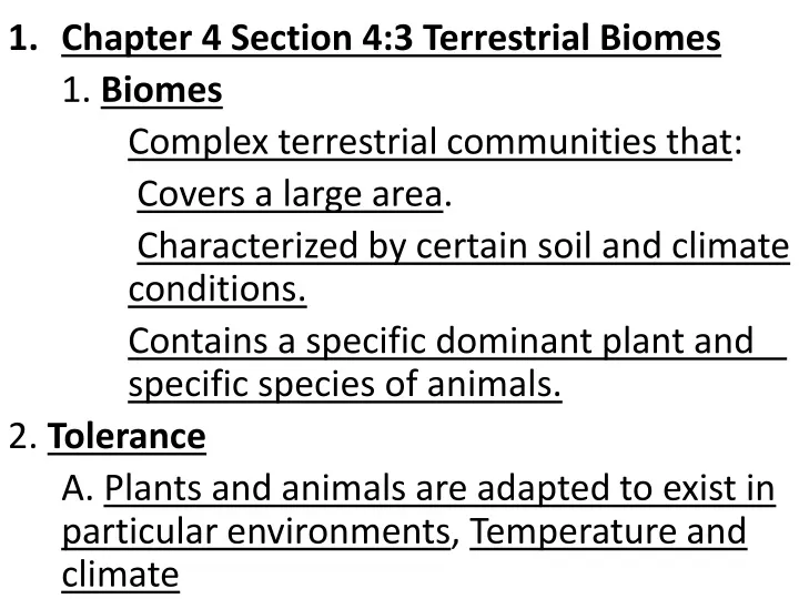 chapter 4 section 4 3 terrestrial biomes 1 biomes